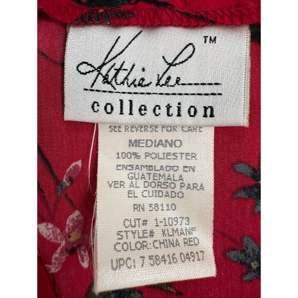 Vintage Kathie Lee Collection Red Midi Floral Skirt Size M Midi Romantic Date - Picture 6 of 9